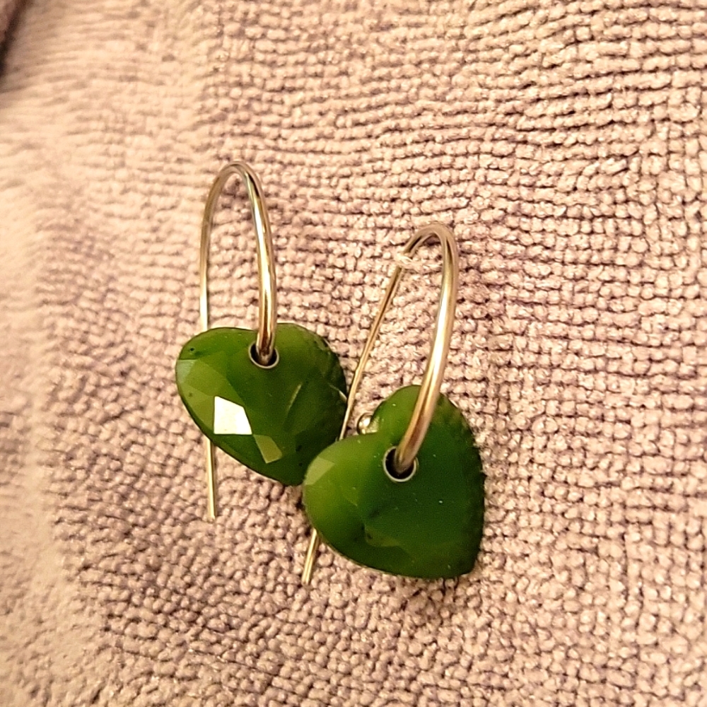Jade heart earrings and bracelet